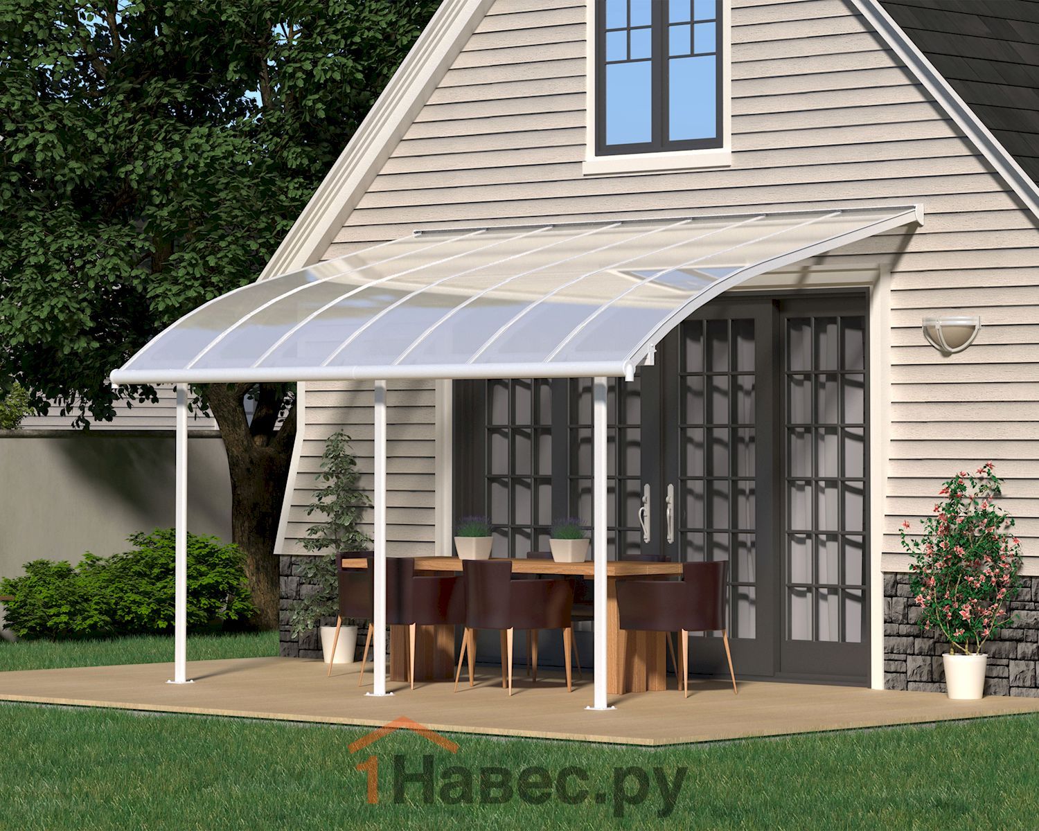 Терраса из поликарбоната на дачу